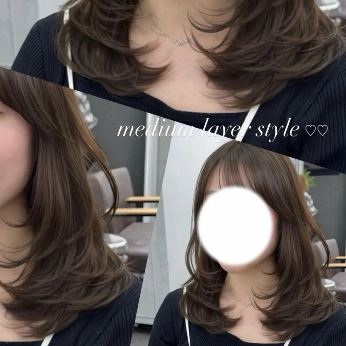 ミディアム レイヤーカット 似合わせカット 山﨑 優衣のヘアスタイル