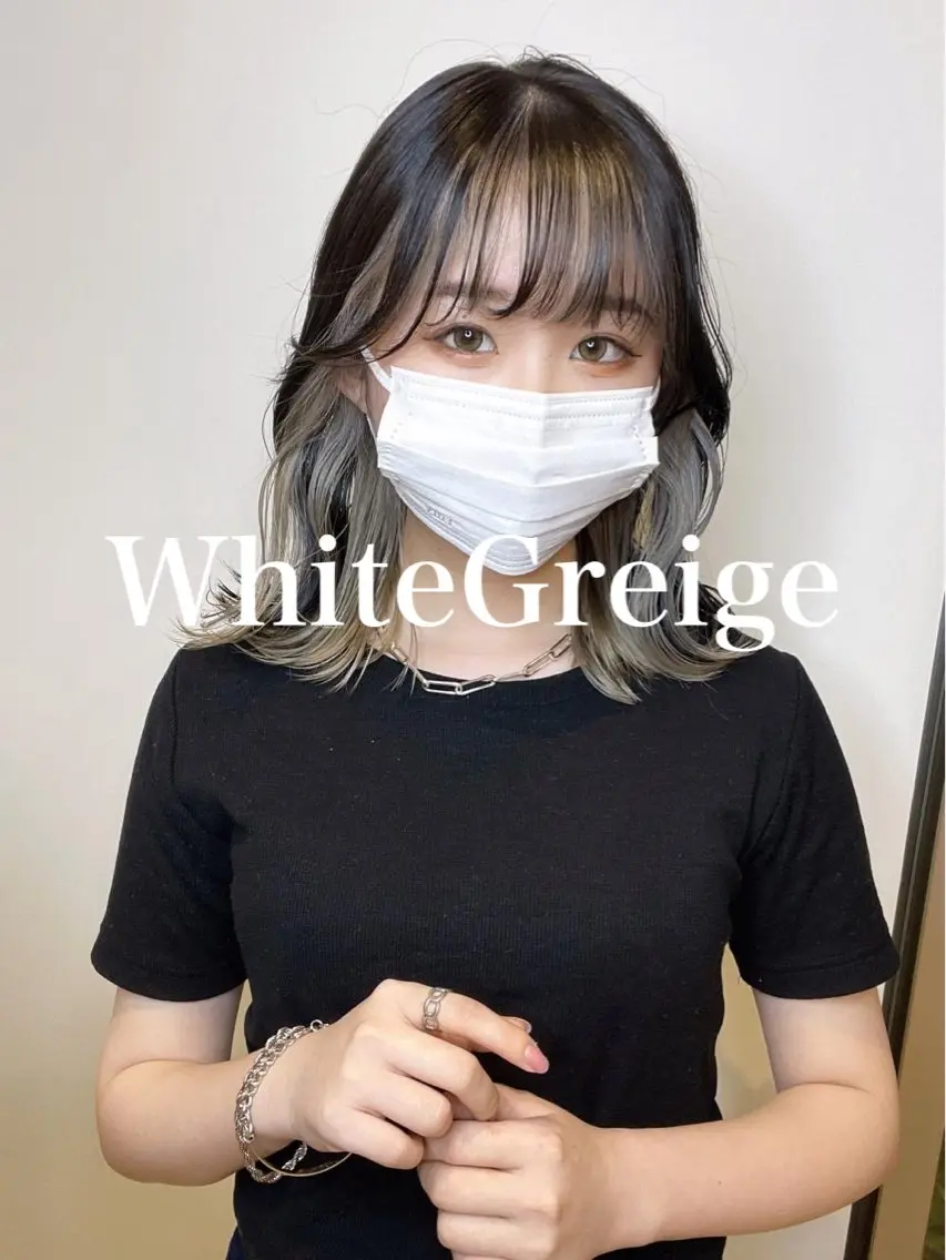 セミロング カラー ブリーチ ダブルカラー グレージュ インナーカラー ヘアカラー 🩵アンブレラカラー 髪質改善　丸尾】のヘアスタイル