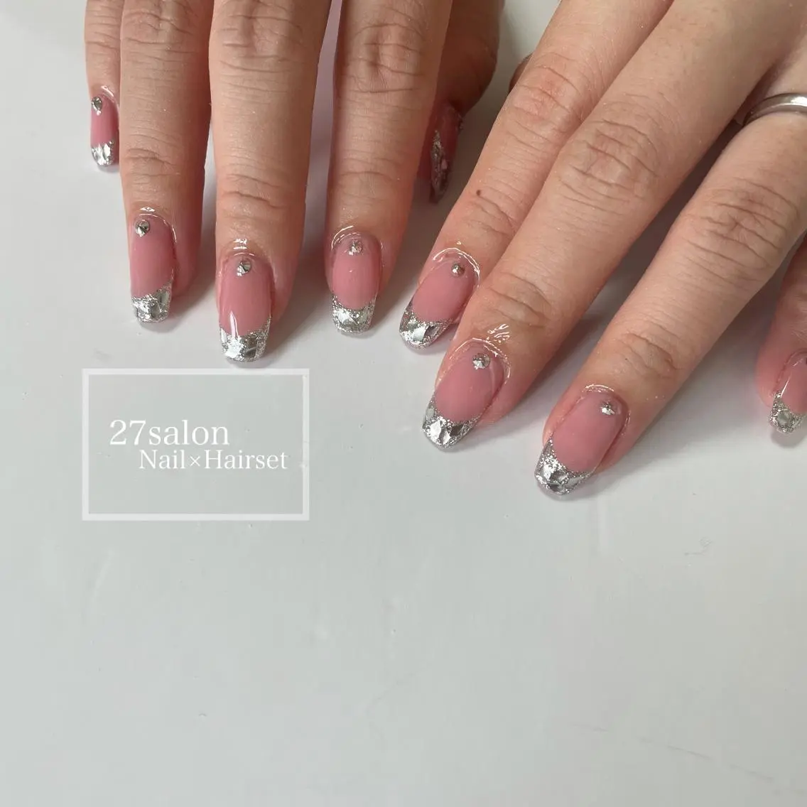 ネイル フレンチネイル ガラスフレンチ 27salon yuinaのネイルデザイン