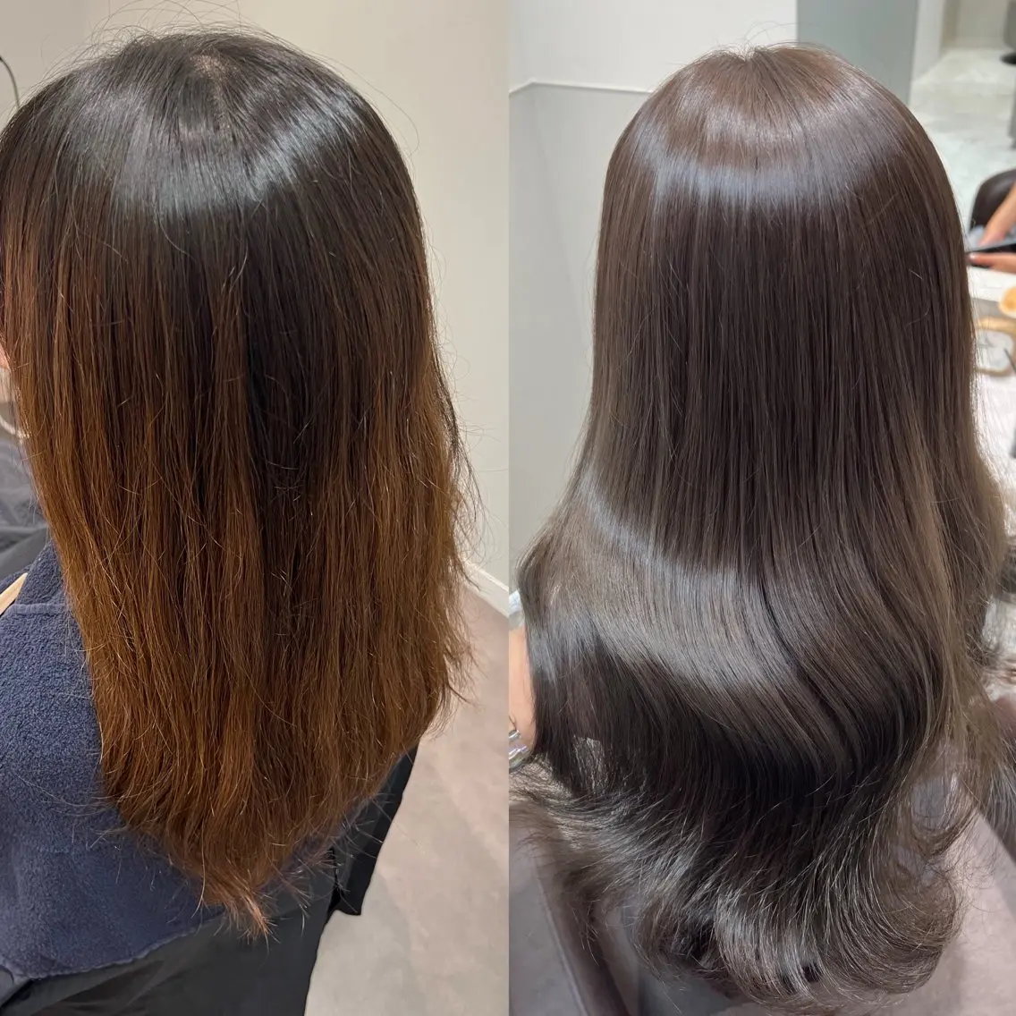 ミディアム 韓国風ヘア ヘアカラー トリートメント 韓国モテhair🍑 momoのヘアスタイル