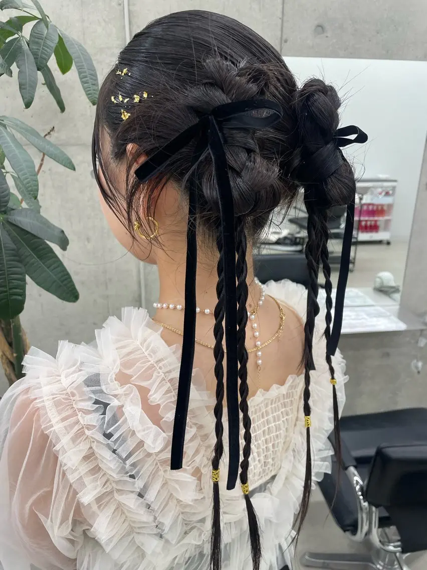 ロング カット ヘアカラー ヘアセット 手島 カミラのヘアスタイル