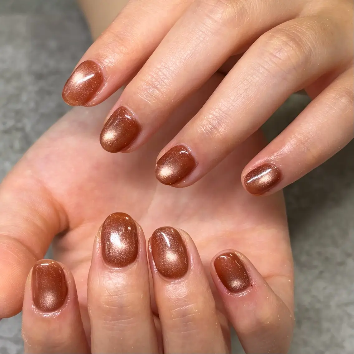 ネイル ブラウン 氷ネイル・うるうるネイル ハンドネイル Crea IBUKIのネイルデザイン