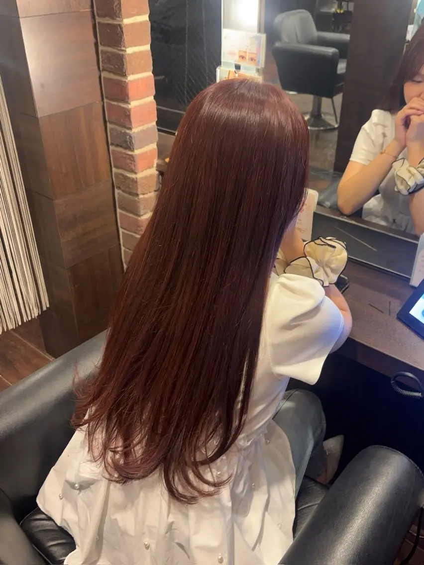 カラー ブリーチ ブリーチなしカラー レッドカラー [naitre] mashiroのヘアスタイル