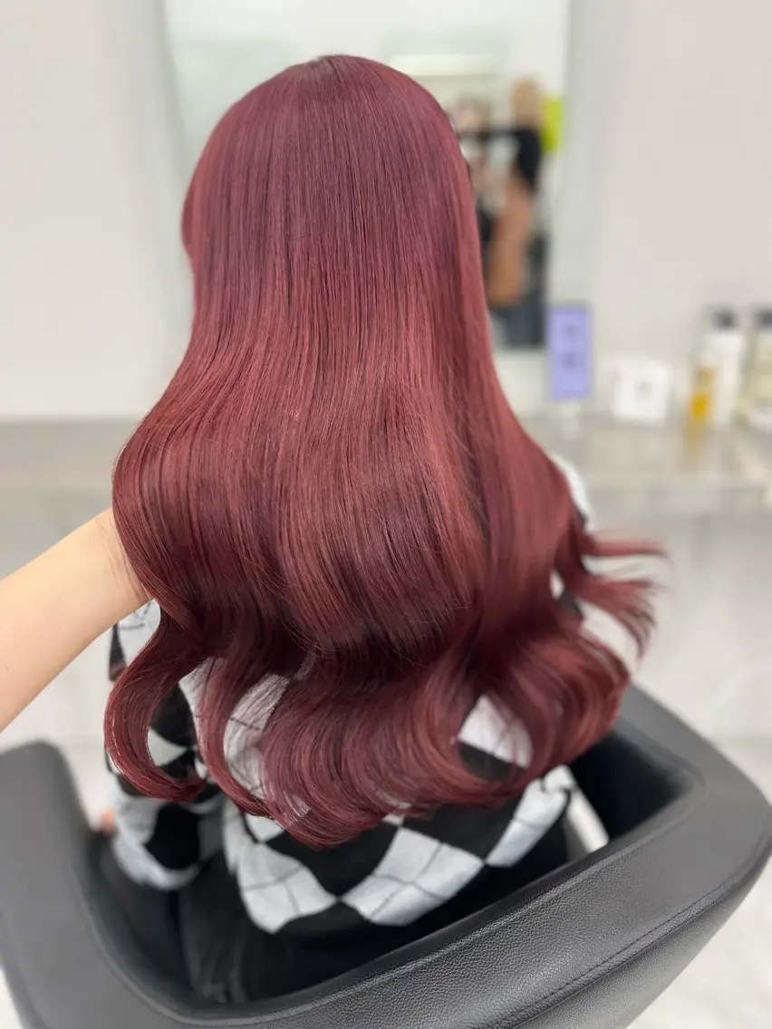 ロング ヘアカラー トリートメント ヘッドスパ ヘアセット 🍒韓国暖色ヘア NO.1🍒🪽のヘアスタイル