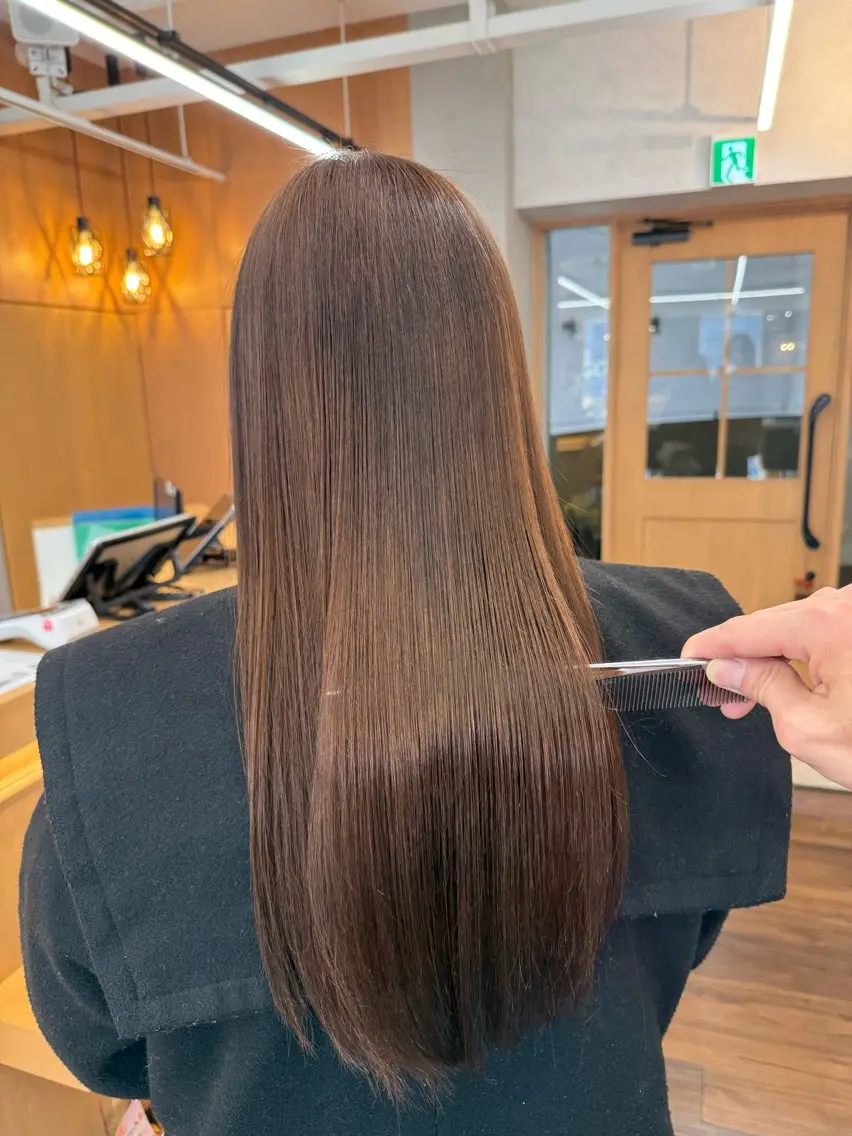 👑明るめカラーが可能👑カット+ブリーチなしWカラー+酸性ストレート+トリートメント【ブリーチしたくない方におすすめ】の写真