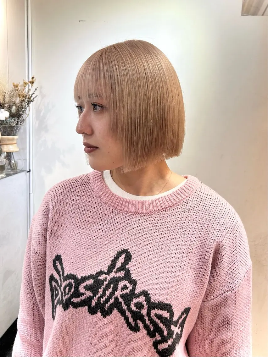 ショート カラー ヘアカラー トリートメント 韓国/ハイトーン/ ボブ🎀MIKU🎀のヘアスタイル