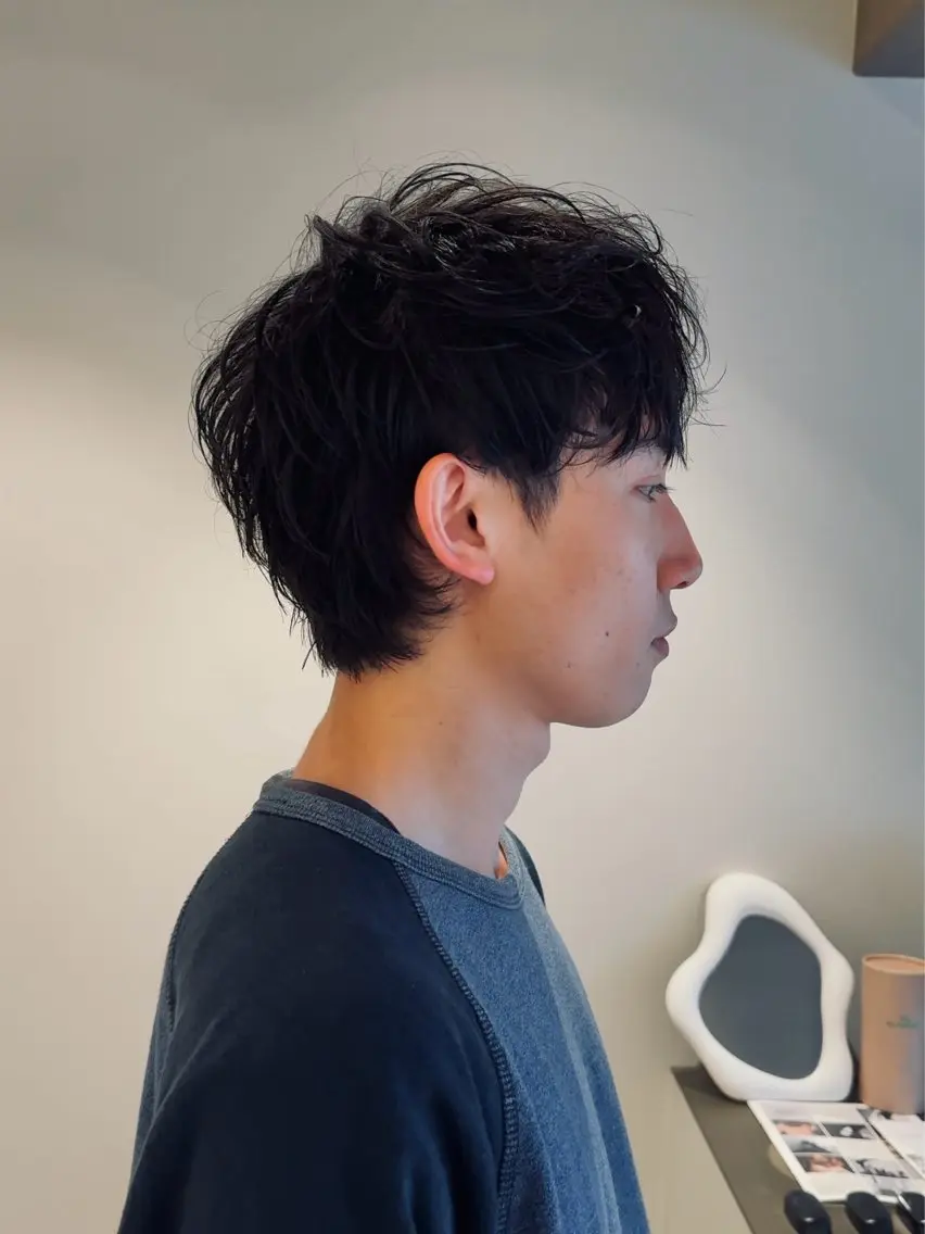 ショート パーマ メンズ マッシュ カット パーマ ラフショート メンズパーマ 丸山のヘアスタイル