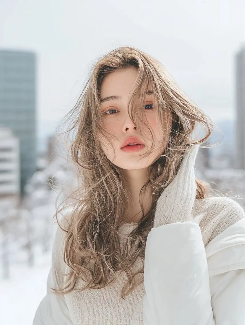 カラー 透明感カラー グレージュ ミルクティーグレージュ Wカラー/アレンジ/ ブリーチ無しWカラーのヘアスタイル