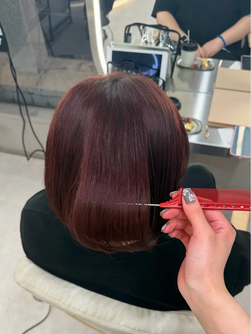 ミディアム ヘアカラー トリートメント レイヤー/縮毛矯正/ 艶カラー♡ゆうかのヘアスタイル