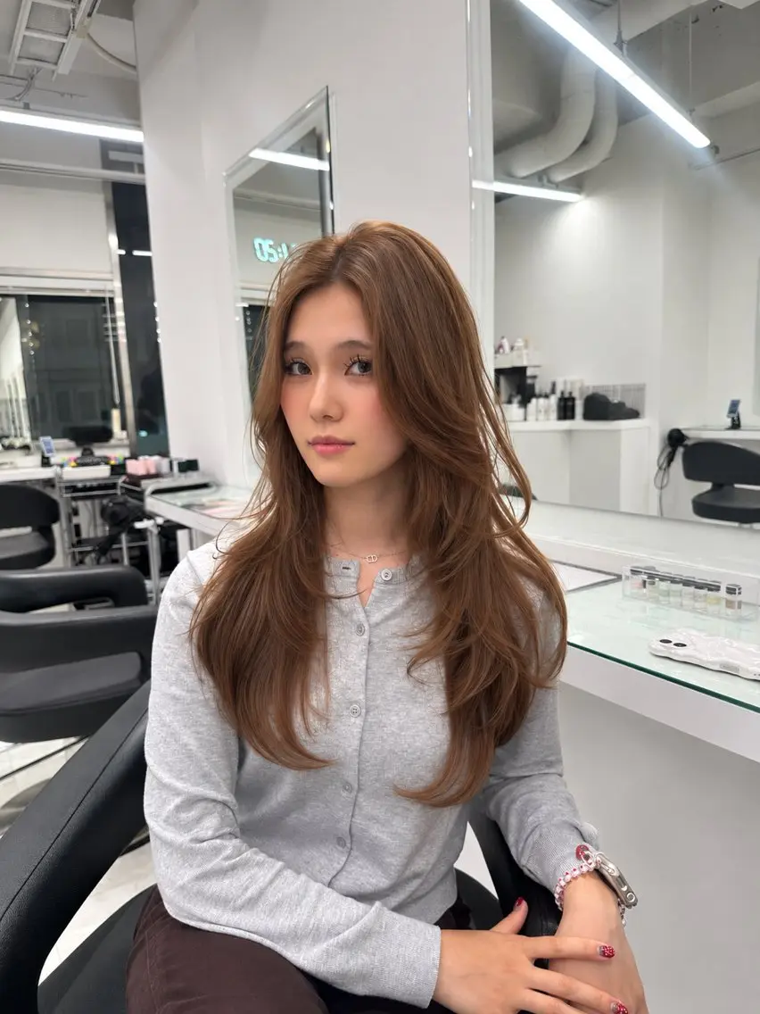 ロング カラー ヘアカラー ヘアセット ブリーチなしW カラー🤍しゅうじのヘアスタイル
