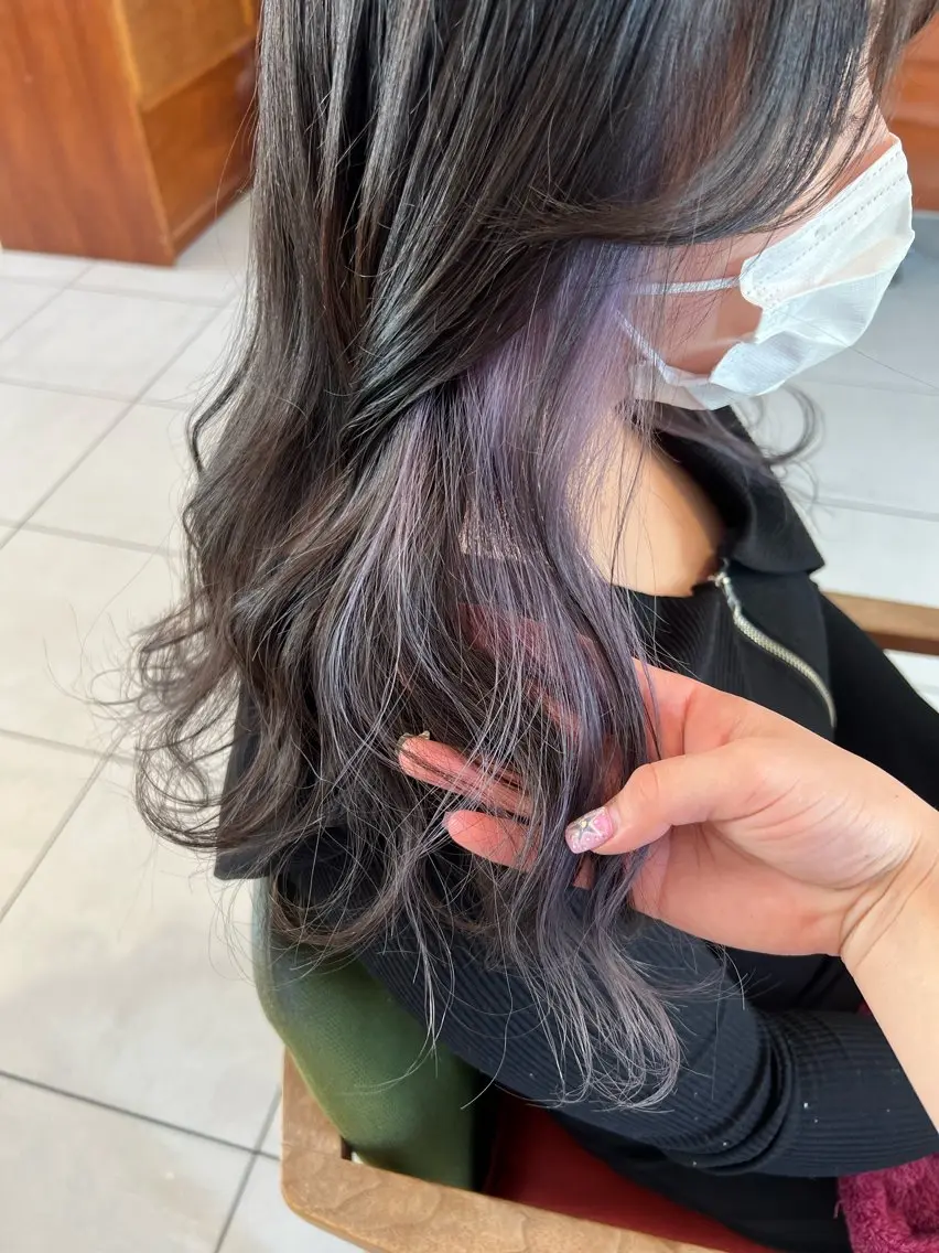 ロング カラー ブルーカラー ブルーラベンダー ラベンダーカラー かわの ももな 💜ྀིのヘアスタイル