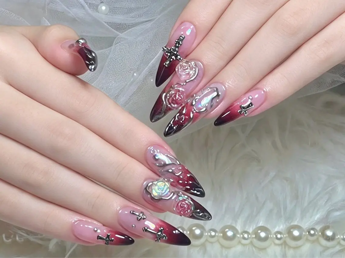 ネイル 長さ出し キラキラネイル ロングネイル ワンホンネイル ハンドネイル ハンドケア NEM nail 大国町店のネイルデザイン