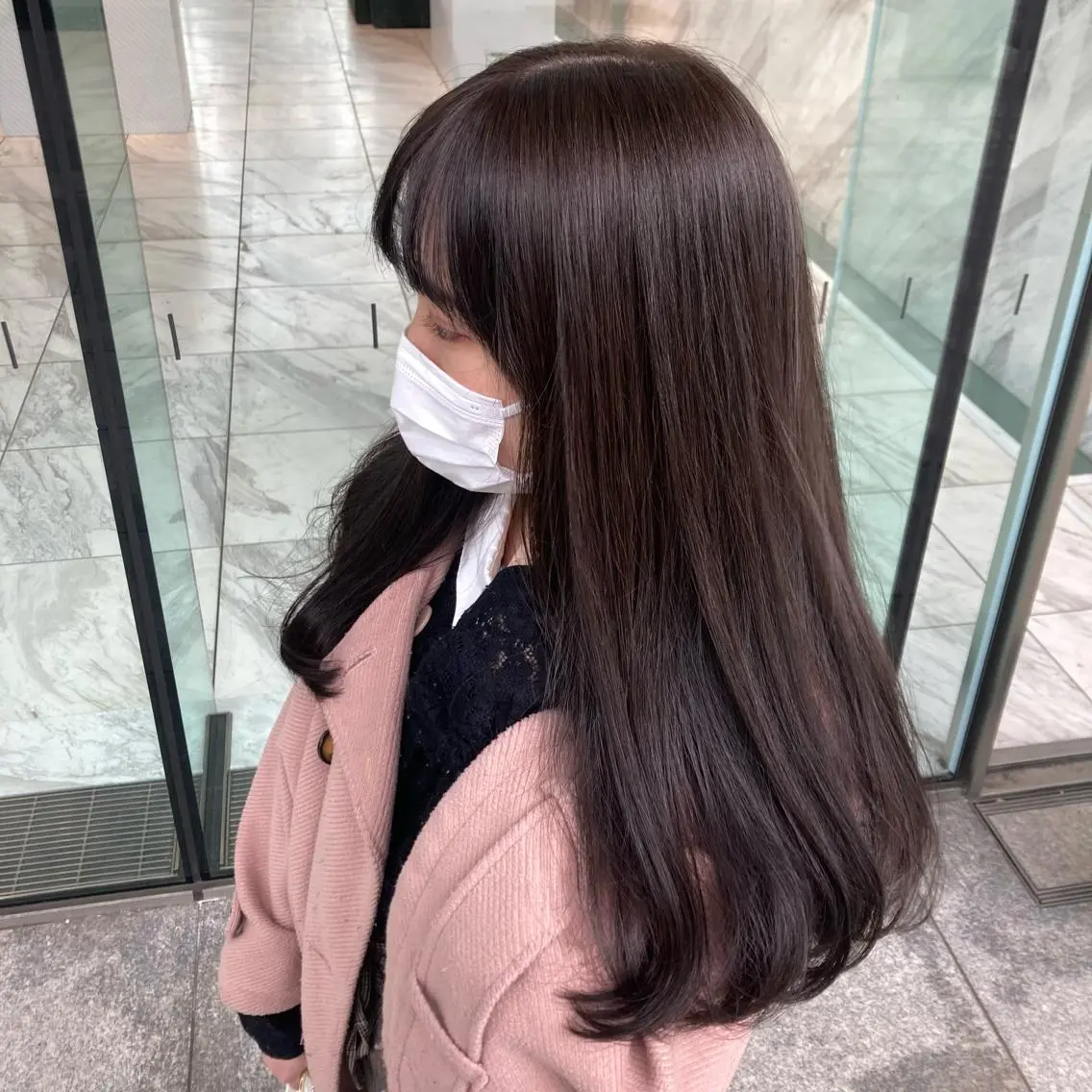 ロング カラー ショコラグレージュ グレージュ カット ヘアカラー トリートメント 💖ブリーチなし透明 感💖ASAHIのヘアスタイル