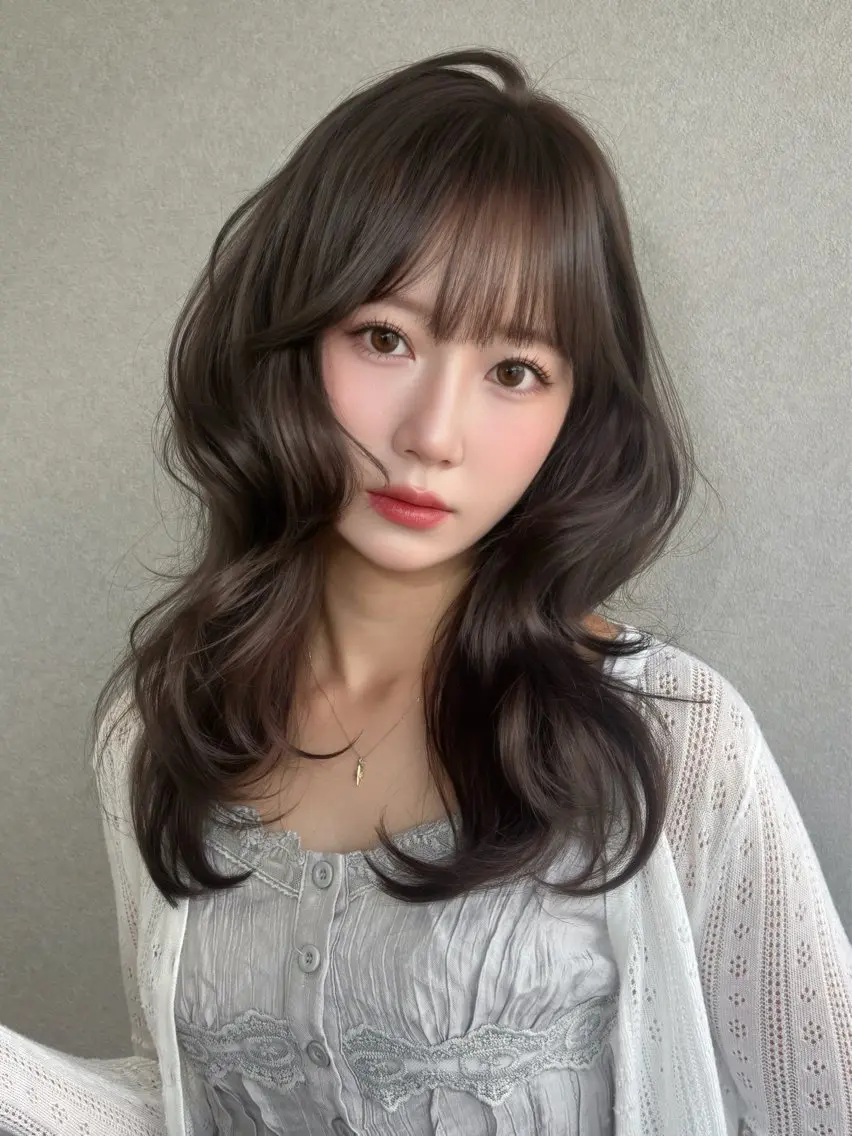 セミロング くびれヘア 韓国風ヘア レイヤーカット カット ヘアカラー トリートメント SEIRA 透明感 /赤み消しのヘアスタイル