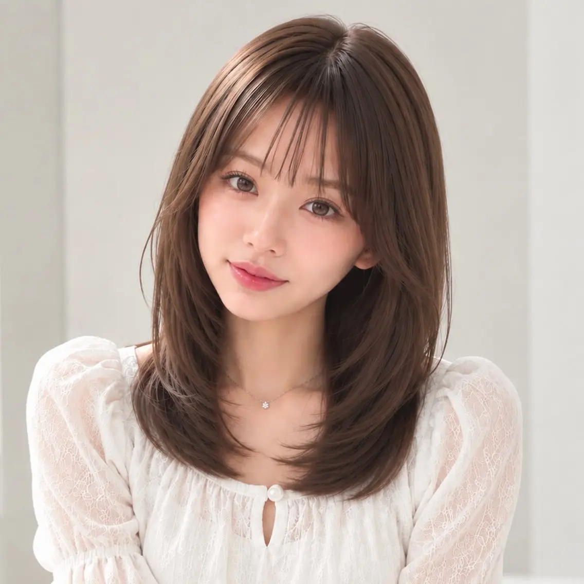 ミディアム ミディアムレイヤー ボブ レイヤーカット シースルーバング カット トリートメント 艶カラー/レイヤー/ 顔周りカット♡こいみのヘアスタイル