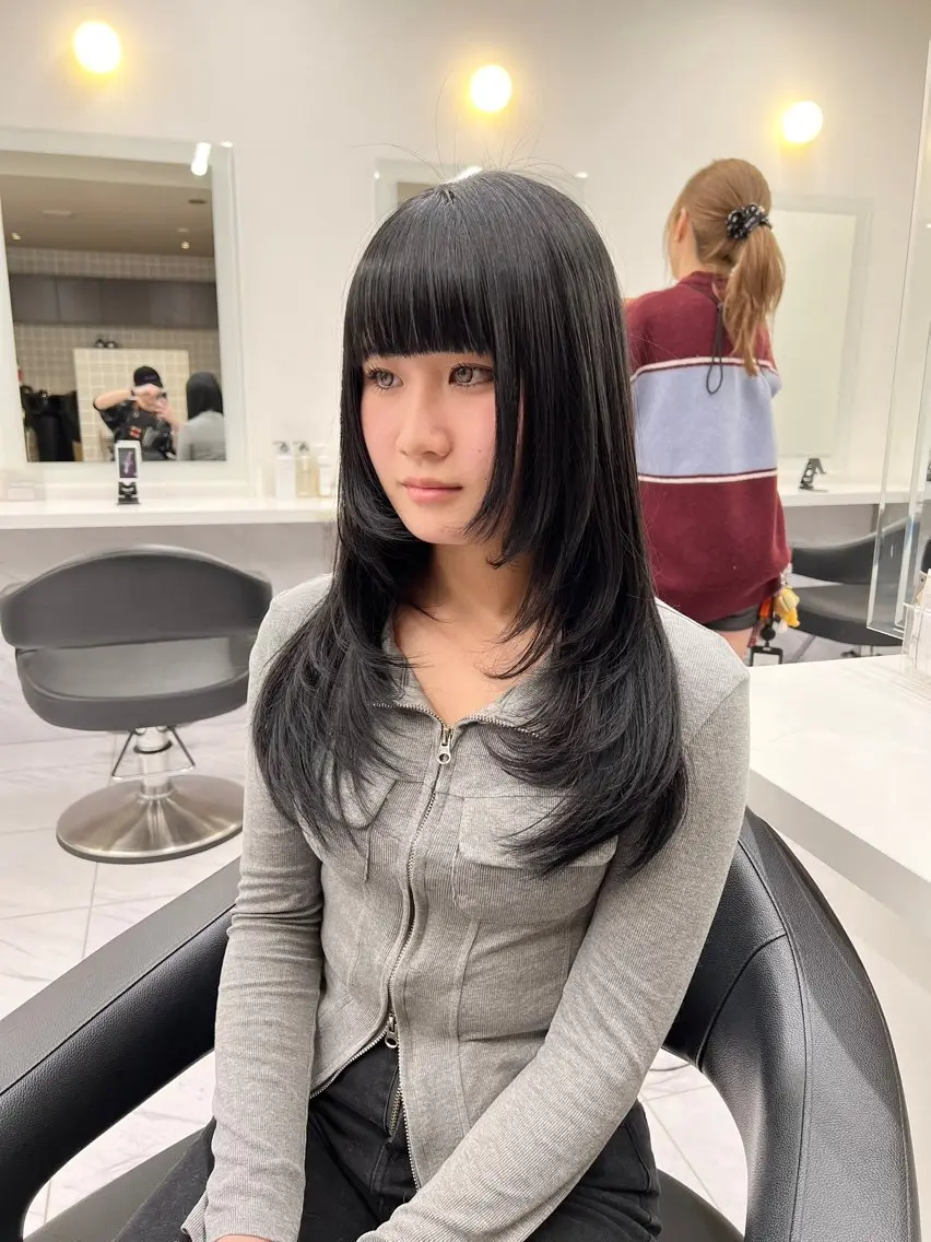 ロング カラー パーマ ヘアアレンジ メンズ キッズ 上品＆韓国風 🥀海心🥀のヘアスタイル