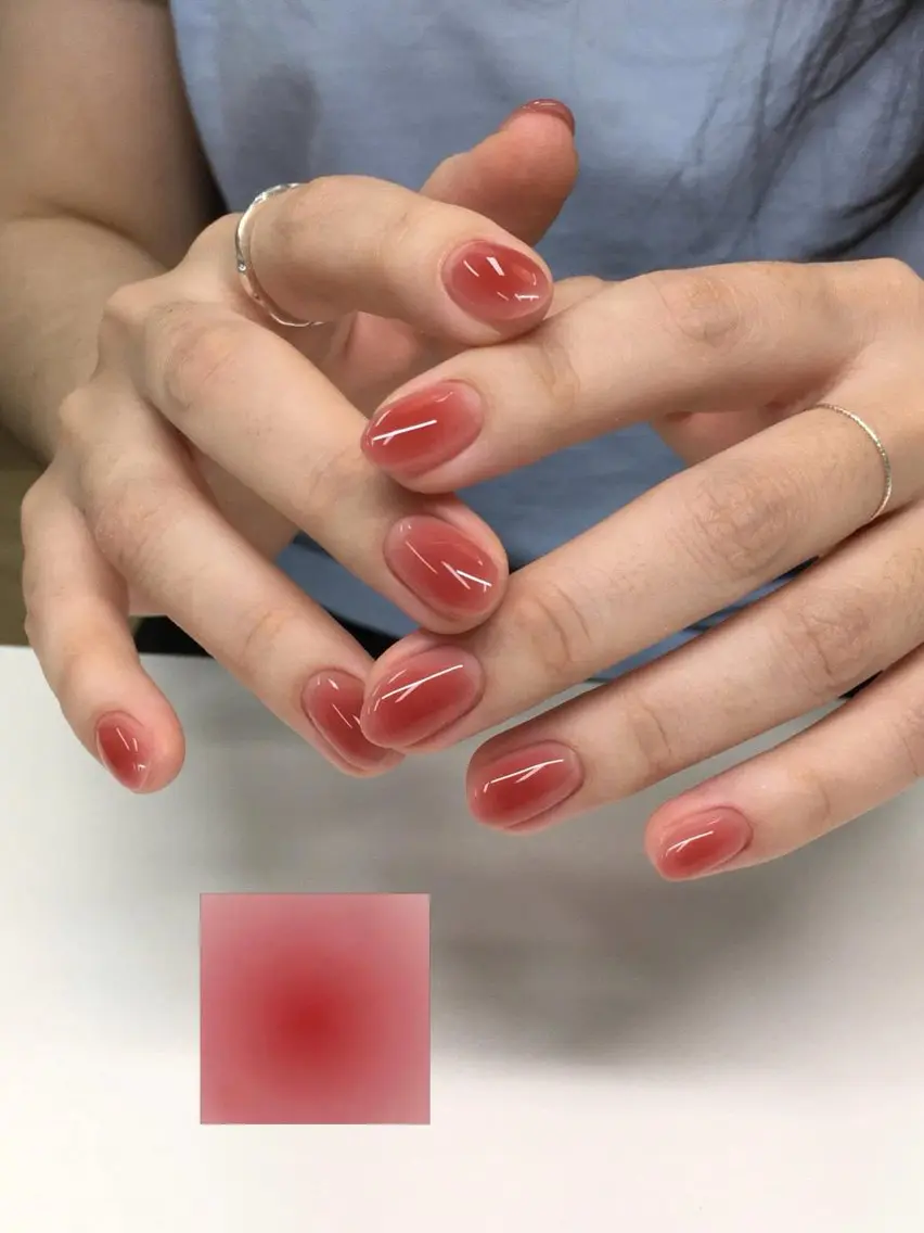 ネイル チークネイル ドット フレンチネイル グラデーション 韓国ネイル ハンドネイル Minette nailrinrinのネイルデザイン