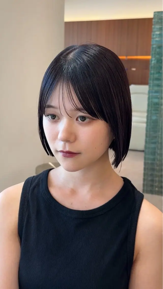 ミディアム 切りっぱなしボブ ショートボブ ボブレイヤー ボブ くびれヘア カット 田中航平/渋谷ボブ/ レイヤーボブのヘアスタイル