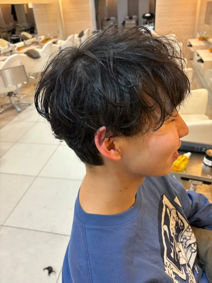 ショート カラー パーマ ヘアアレンジ メンズ キッズ マッシュ 波巻きパーマ 🫧Selene SHOGO🫧のヘアスタイル