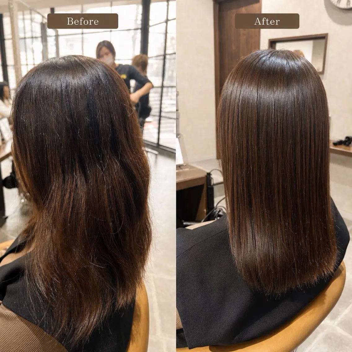 ロング カット 縮毛矯正 トリートメント 天王町×韓国レイヤー 髪質改善  佐藤友茉のヘアスタイル