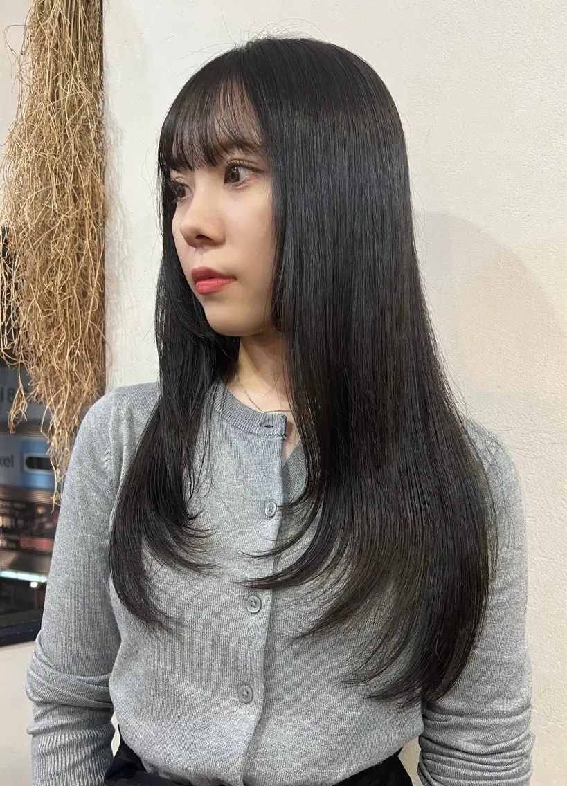 ロング レイヤーカット 韓国ヘア 🎀華澄のヘアスタイル