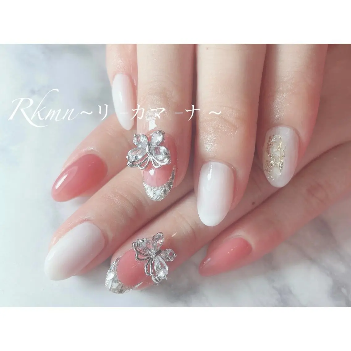 ネイル アートネイル フレンチネイル ジェルネイル ガラスフレンチ グラデーション ハンドネイル フットネイル ハンドケア Rkmn ~リ-カマ-ナ~のネイルデザイン