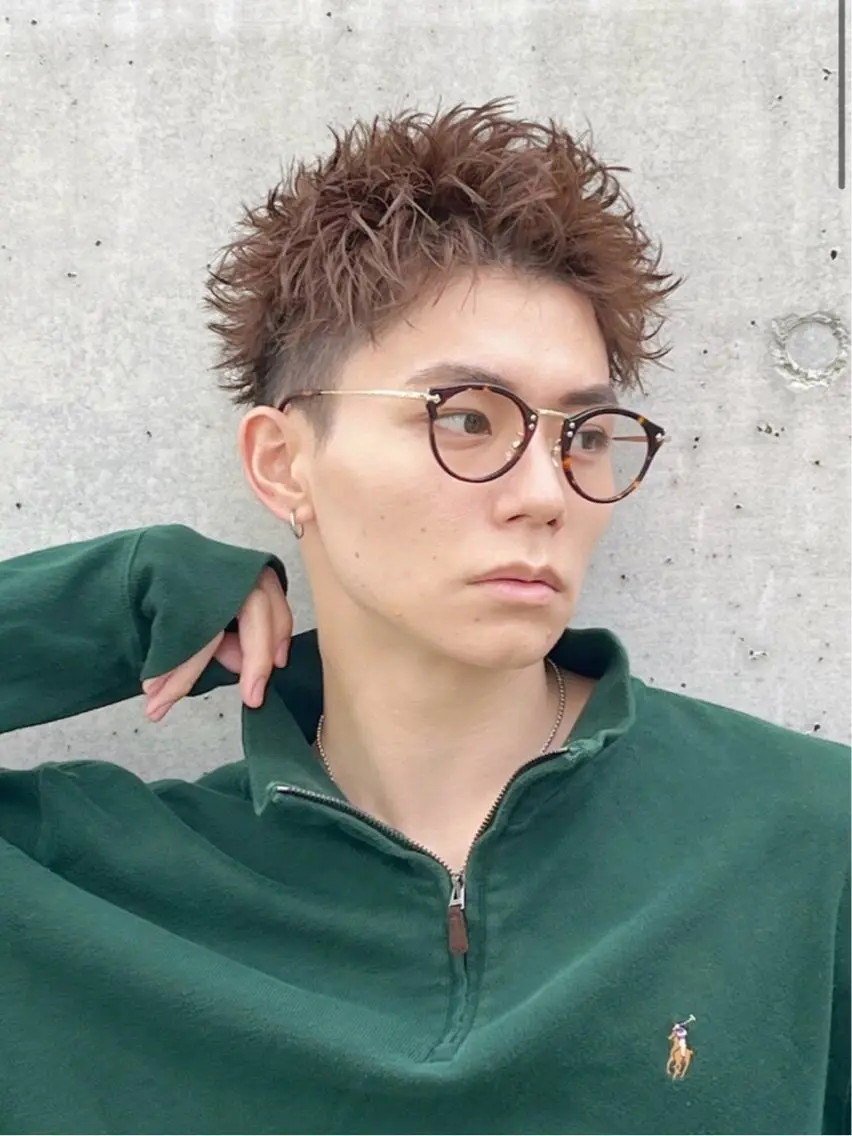 ショート カット メンズパーマ熊谷 フェザーパーマのヘアスタイル