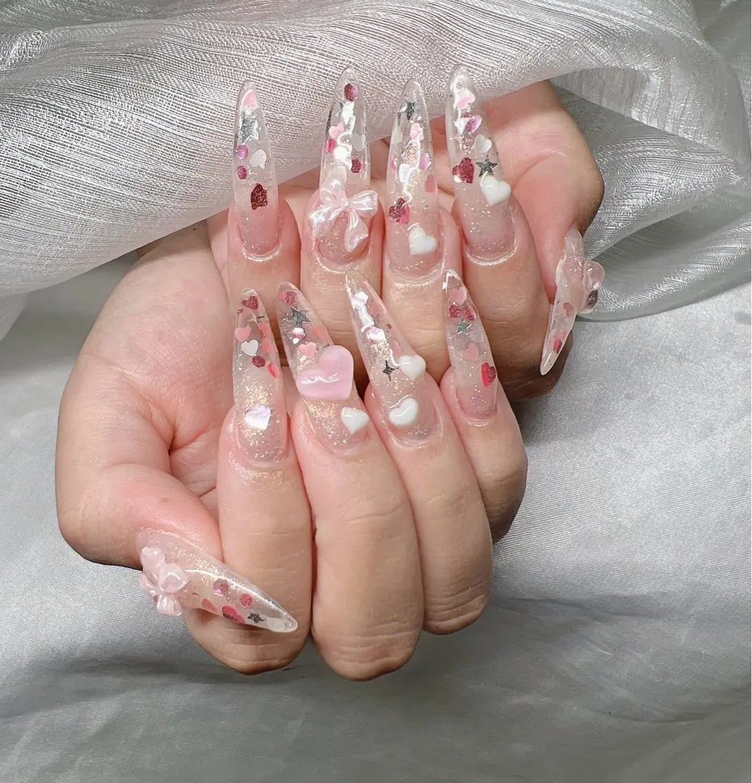 ネイル 長さ出し グラデーション 卒業式 キラキラネイル マグネットネイル ハンドネイル Lee Nailsのネイルデザイン