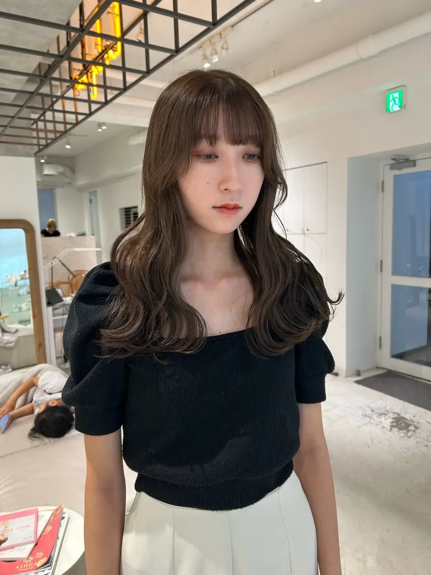 ロング カラー グレージュ カット ヘアカラー トリートメント 透明感カラー🫧 nanohaのヘアスタイル
