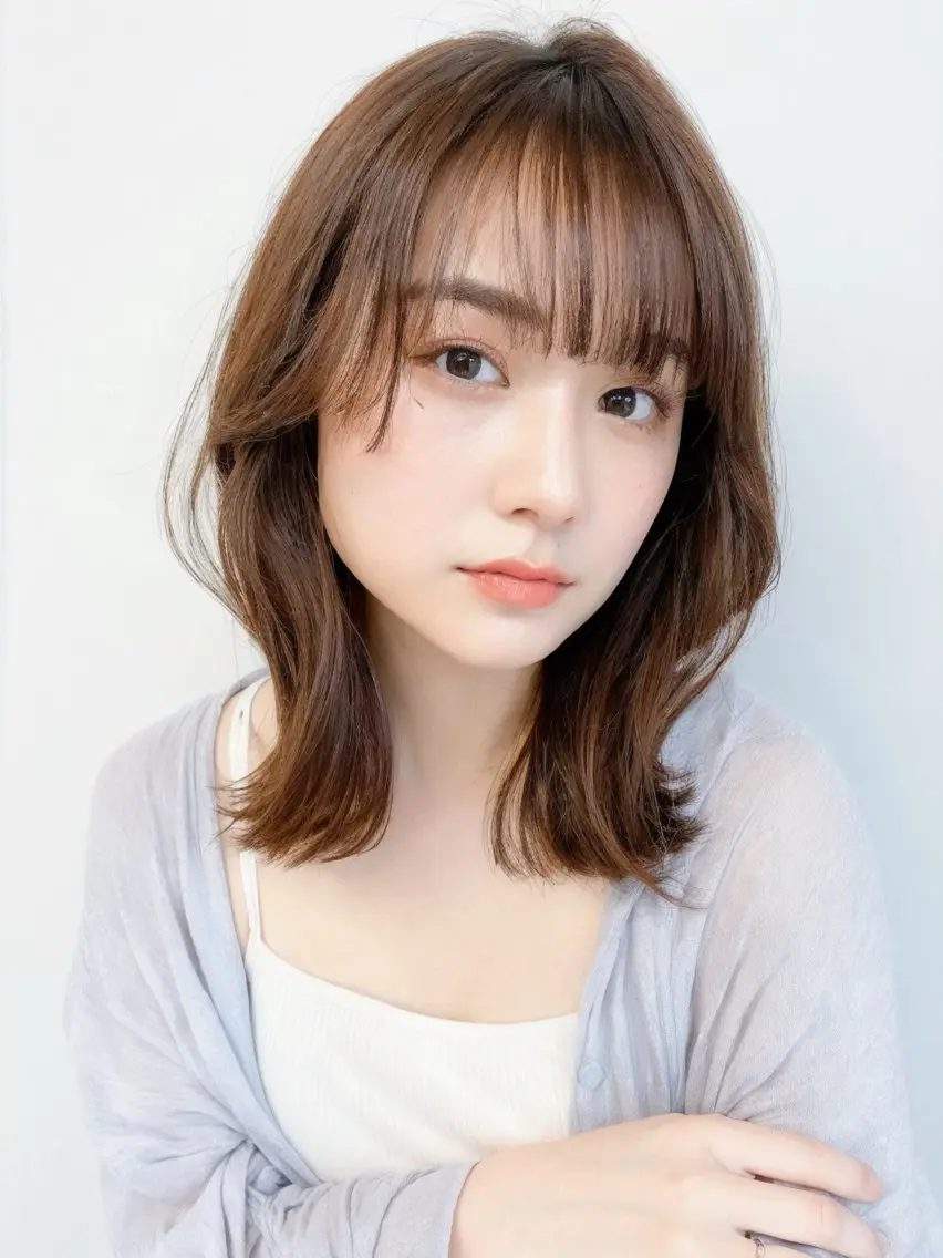 ミディアム カット パーマ トリートメント 榎本 美雪のヘアスタイル