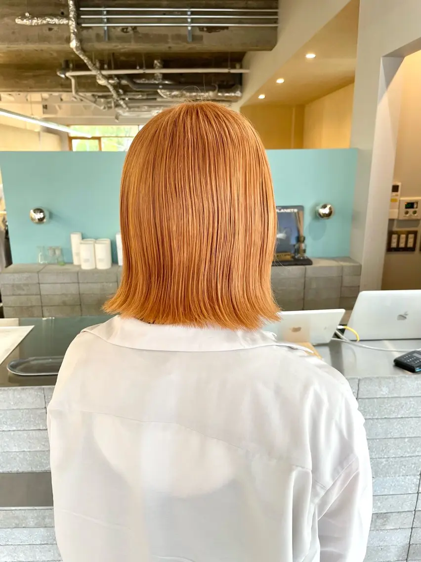 ミディアム カラー ベージュカラー ブリーチ twig 山田 永嶋芽衣のヘアスタイル