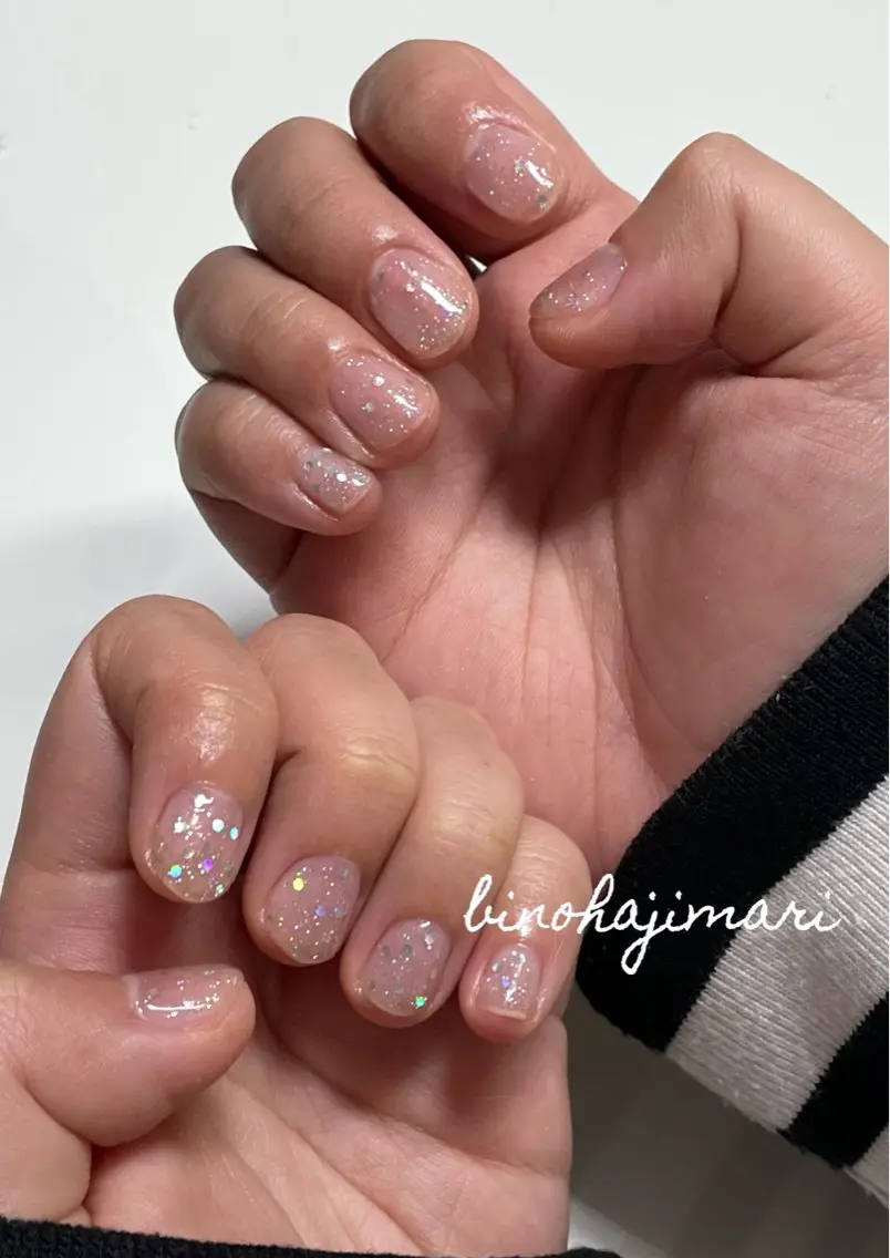 ネイル アートネイル クリアネイル フラッシュネイル ラメ(グリッター) ワンカラーネイル ハンドネイル ハンドケア ♡Bivi♡自爪に 優しいネイルサロンのネイルデザイン