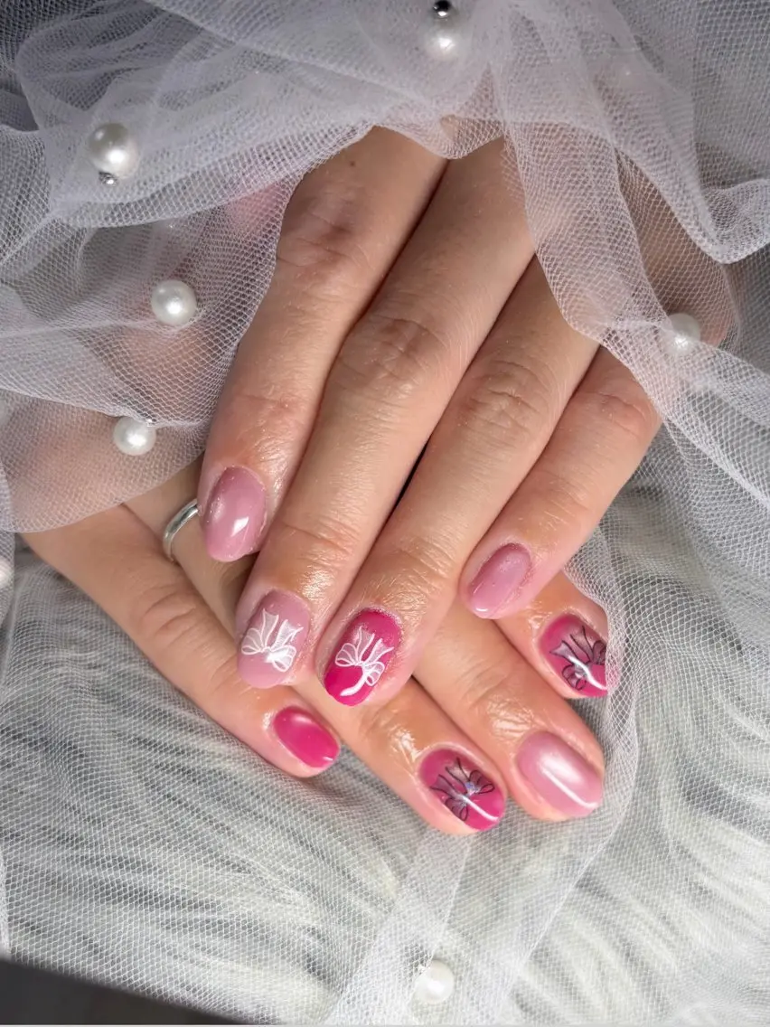 ネイル クリアネイル ピンク ハンドネイル JFYnail ゆいのネイルデザイン