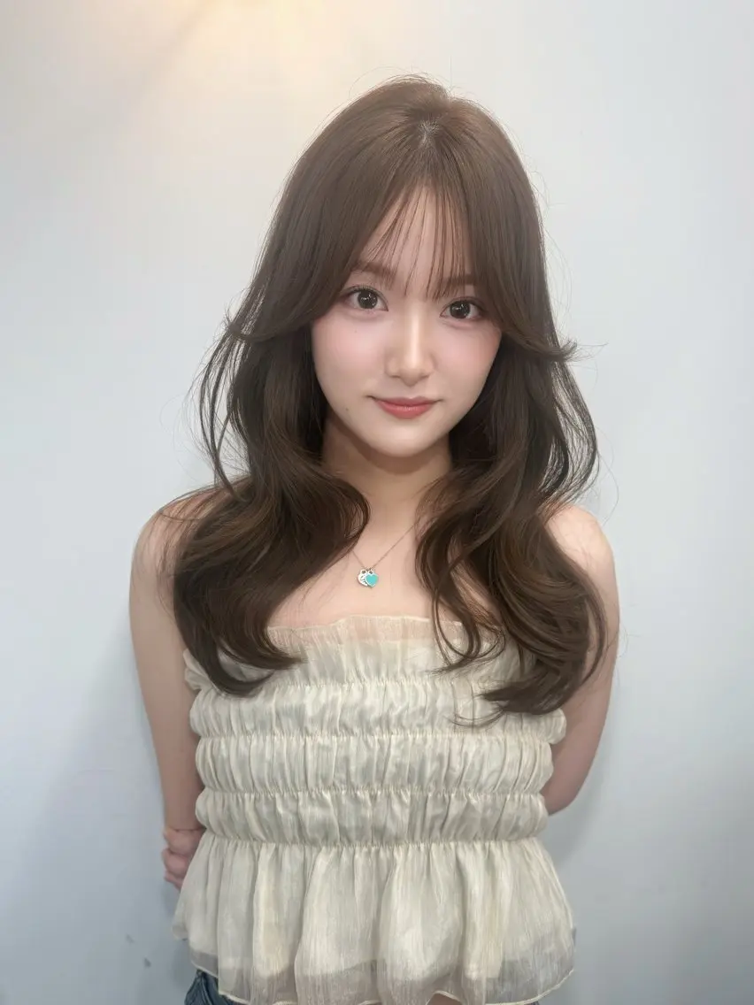 ロング カラー ベージュカラー ブラウンカラー ブラウンベージュ 透明感カラー 顔周りカット カット ヘアカラー トリートメント 結べるレイヤー/ 透明感カラー/和奏のヘアスタイル