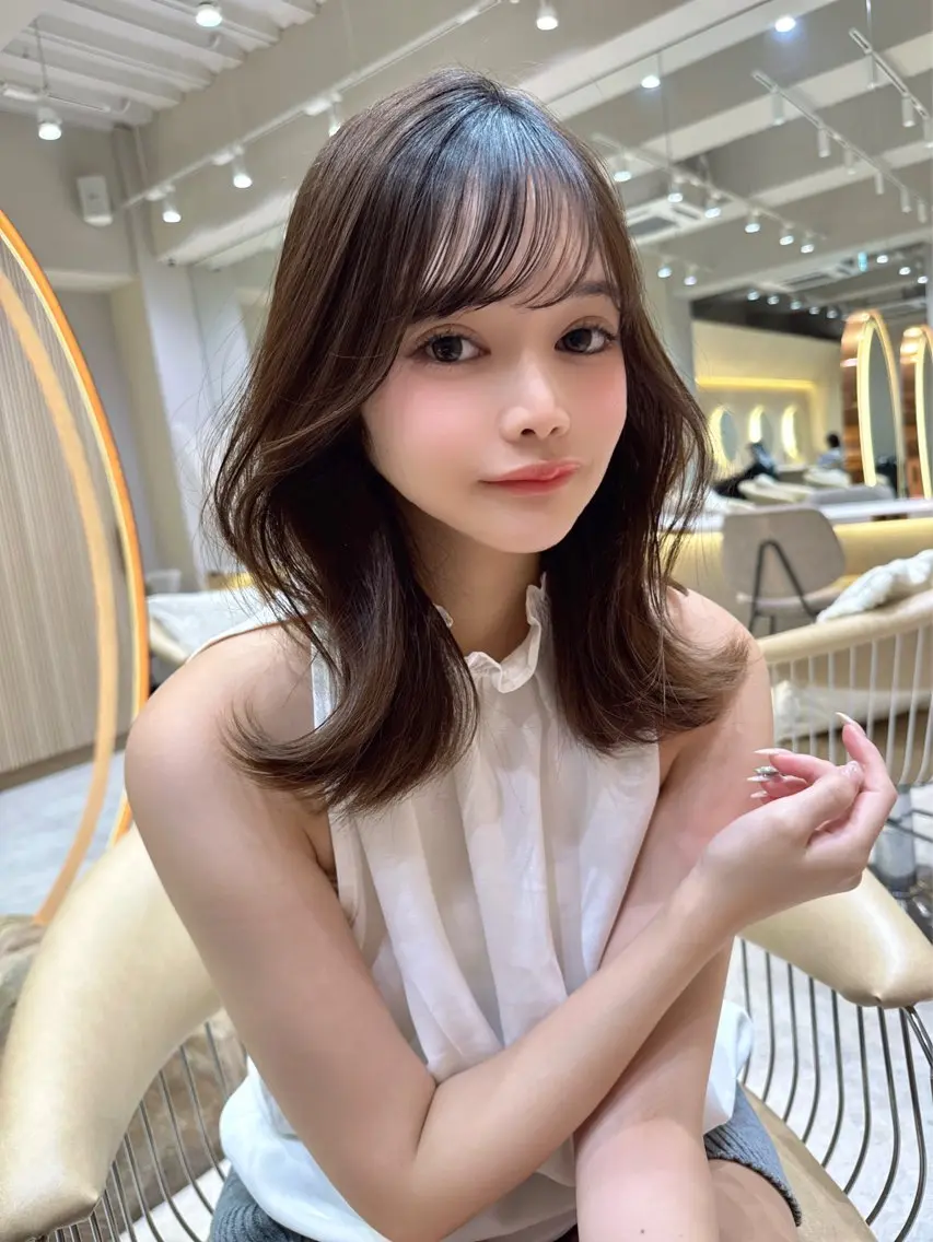ミディアム ❤️縮毛矯正❤️ 髪質改善❤️平野実花のヘアスタイル