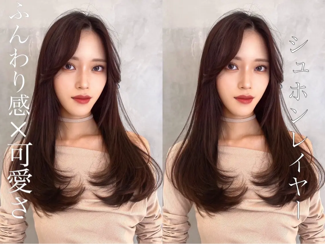 ロング カラー カット ヘアカラー トリートメント レイヤー/髪質改善 縮毛/ハッシュカットのヘアスタイル