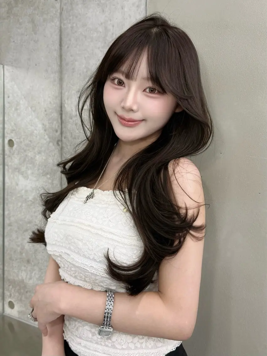 ロング カラー くびれヘア ハッシュカット 韓国風ヘア レイヤーカット ワンホンレイヤー カット ヘアカラー トリートメント 大宮レイヤーカット ハッシュ　柏崎颯刀のヘアスタイル