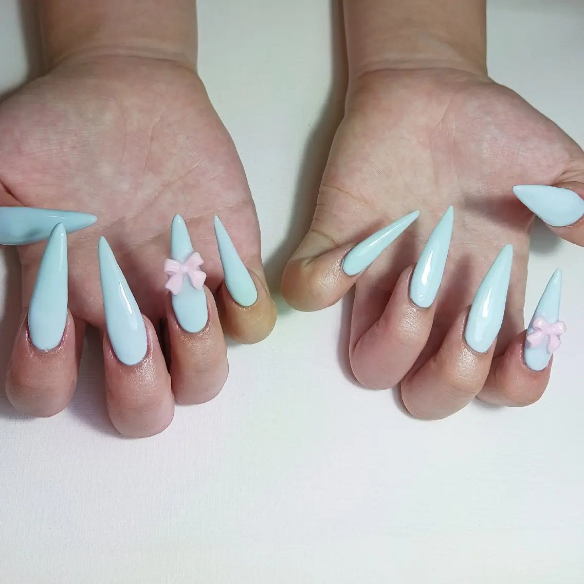 ネイル ジェルネイル 水色 持ち込み ショートネイル 夏ネイル owlnail /持込みデザイン専門のネイルデザイン