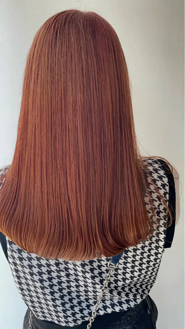 ロング カラー ベージュカラー ブリーチ オレンジ オレンジベージュ ヘアカラー トリートメント こすげひろと カラー講師のヘアスタイル