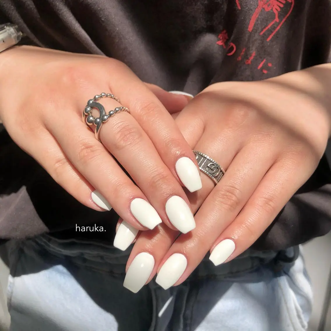ネイル ホワイト ハンドネイル nail salon Soiréeのネイルデザイン