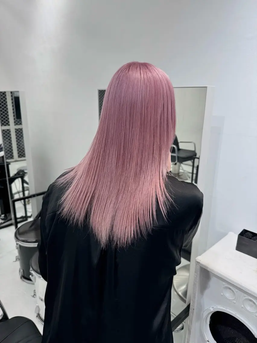 セミロング カラー ヘアアレンジ ブリーチ ピンクカラー カット ヘアカラー トリートメント 艶ハイトーン/ヘア アレンジAYAKAのヘアスタイル