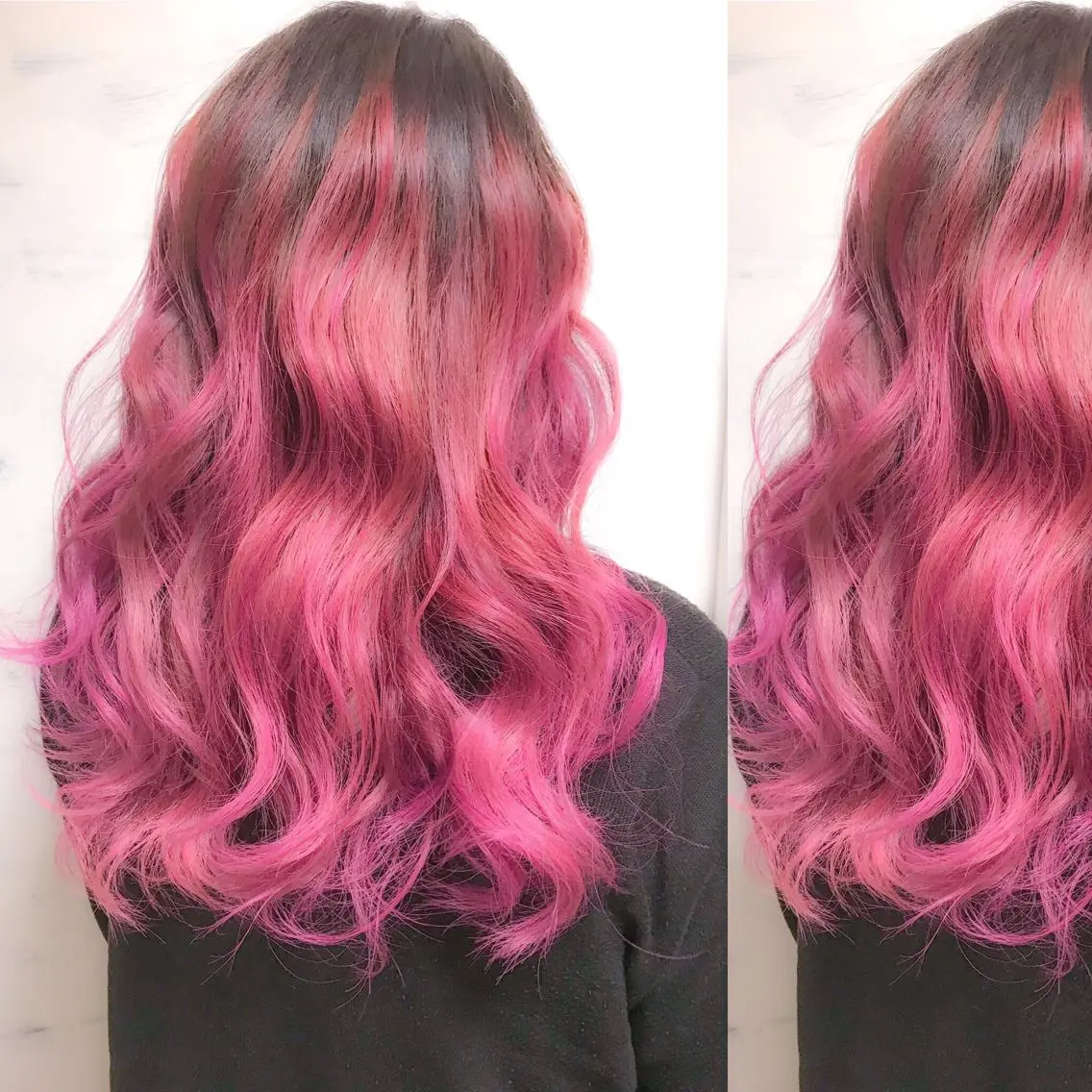 セミロング カラー ブリーチ ピンクカラー カット BOX mico.のヘアスタイル