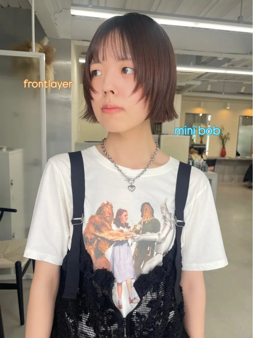 ショート カラー ボブ くせ毛 レイヤーカット 縮毛矯正 カット ヘアカラー 茉李/松阪市 @lm.mari03のヘアスタイル