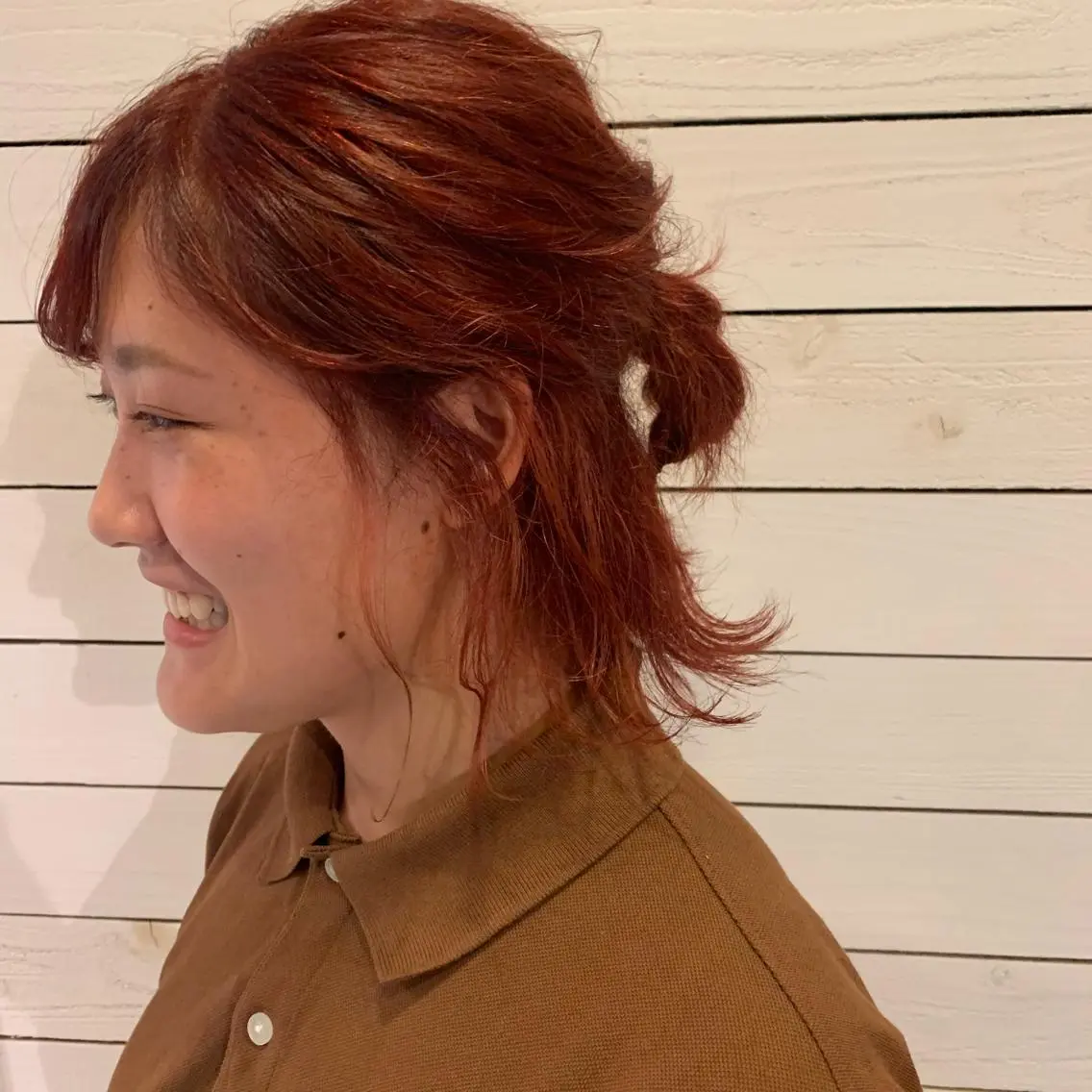 ショート カラー ヘアアレンジ オレンジ オルチャンヘア ヘアカラー トリートメント 韓国×髪質改善特化 💍maki💍のヘアスタイル
