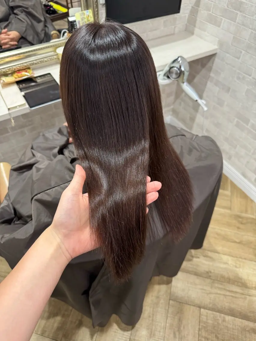 セミロング カラー 髪質改善 縮毛矯正 カット ヘアカラー 縮毛矯正 トリートメント レイヤーカット// メイのヘアスタイル