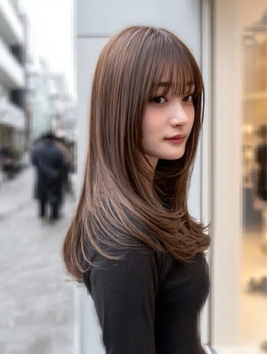セミロング セミロングパーマ 顔まわりレイヤー 顔周りカット ハッシュカット ハイレイヤー カット 縮毛矯正 トリートメント ✨毛髪診断で絶対綺麗 ✨美髪艶髪専門✨高浪のヘアスタイル