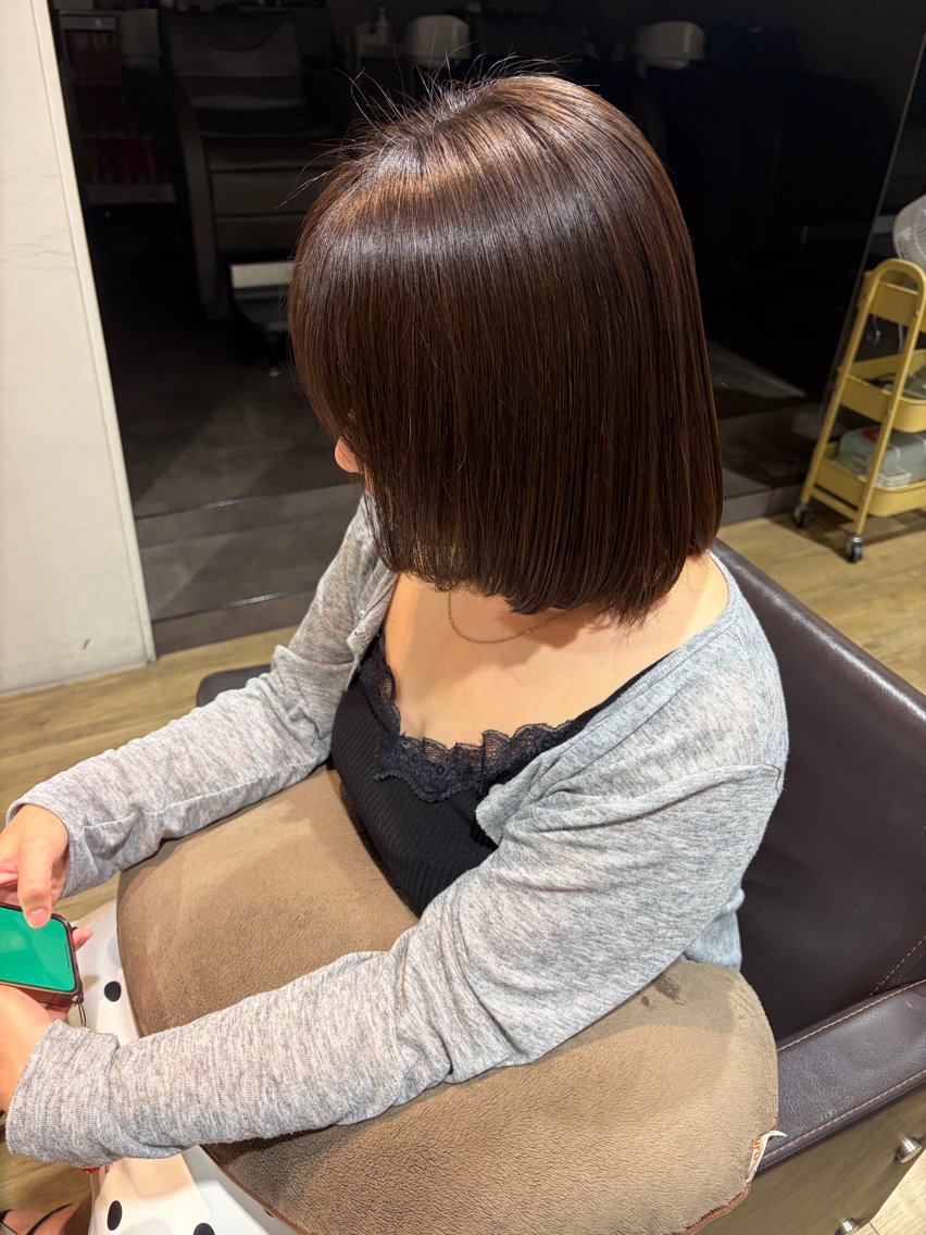 ミディアム カラー ブラウンカラー ショコラブラウン ボブ ヘアカラー N+/八尾店 Hanaのヘアスタイル