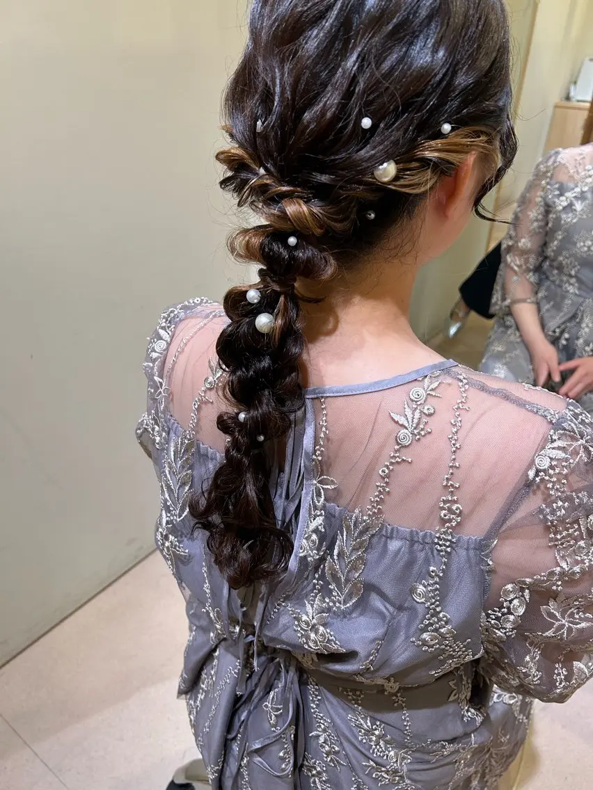 ロング ヘアアレンジ ヘアセット ボウ🪞ヘアセット /メイク/マツパのマツエク・マツパデザイン