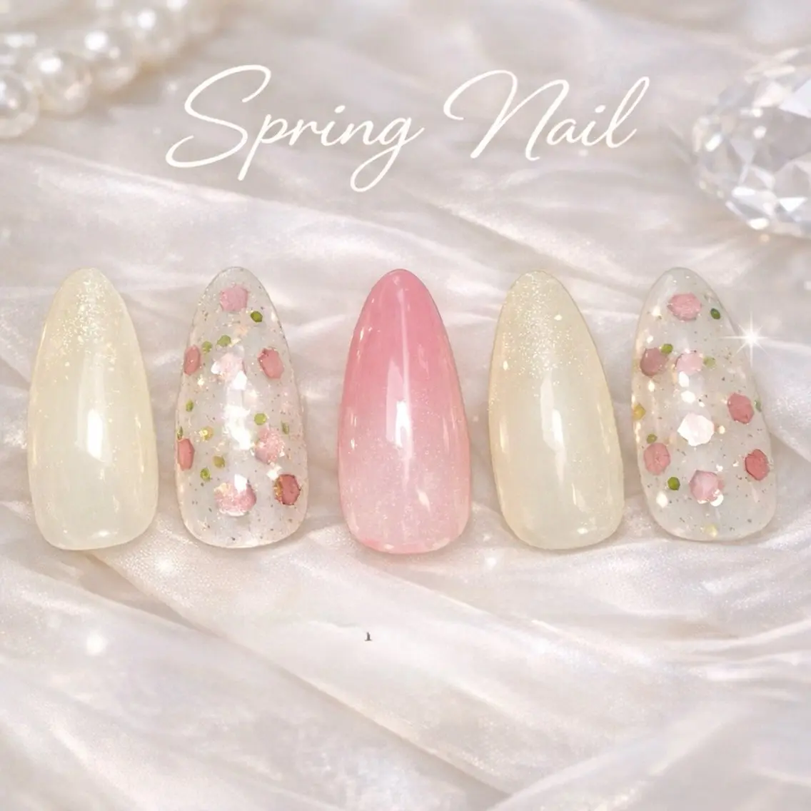 ネイル オフィスネイル ピンク シンプルネイル 春ネイル INPLUS Naruのネイルデザイン