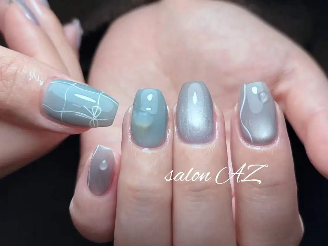 ネイル アートネイル フットネイル フレンチネイル マグネットネイル 持ち込み salon AZ NANAのネイルデザイン